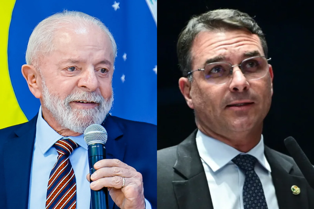 Pesquisa Datafolha divulgada no sábado (7) traz Lula e Flávio tecnicamente empatados – Ricardo Stuckert/PR; Andressa Anholete/Agência Senado