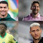 Cristiano Ronaldo, Messi, Vini Jr e Richalison estão entre os 10 jogadores de futebol que mais fazem atos de caridade e ajudam crianças e adolescentes. - Fotos: arquivo